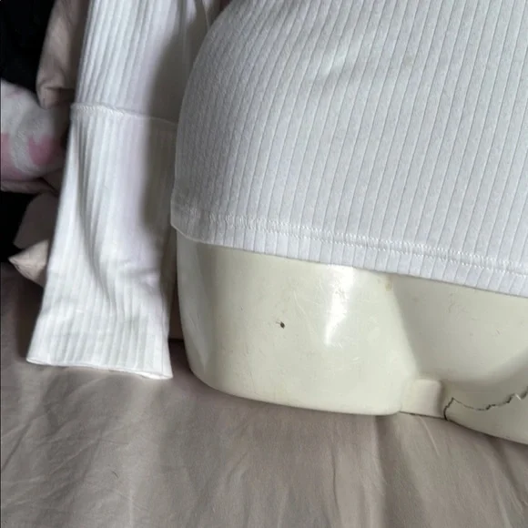 Free People Cream Ribbed Fitted Blouse - Picture 2 of 5